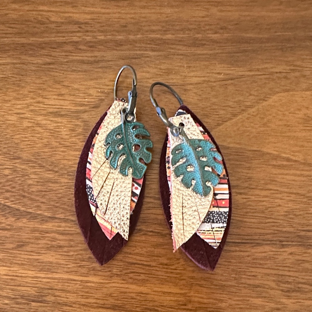 Boho Leaf Drop Earrings